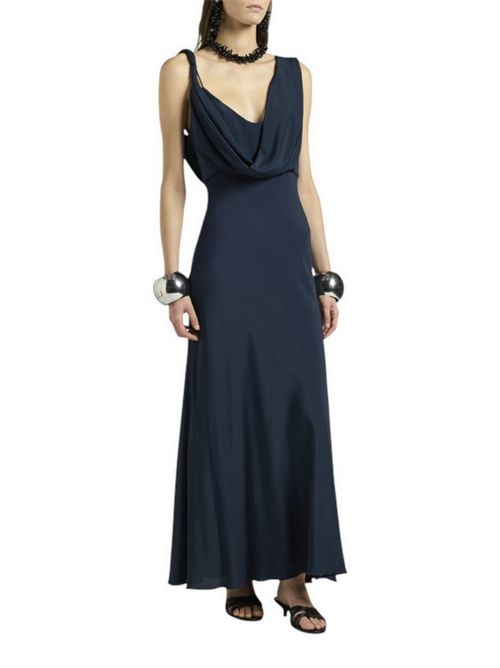 abito donna in seta scollo doppio blu Liviana Conti | L6ST20N03-0